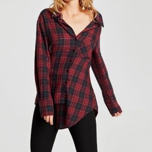 Zara Asymmetric Deconstructed Checked Shirt
